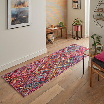 Carnaval CAR105 Modern Geometric Diamond Durable Easy-Care Polypropylene Low Profile Short Pile Multicolour Runner-Concept Looms-Rug Love - The Most Loved Rug Store